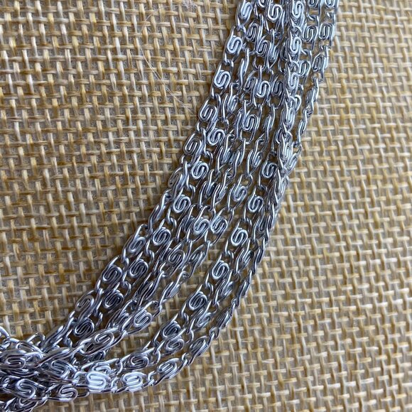 Lightweight Multi-Strand Silver Necklace and Matching Pierced Dangle Earrings - Picture 4 of 10